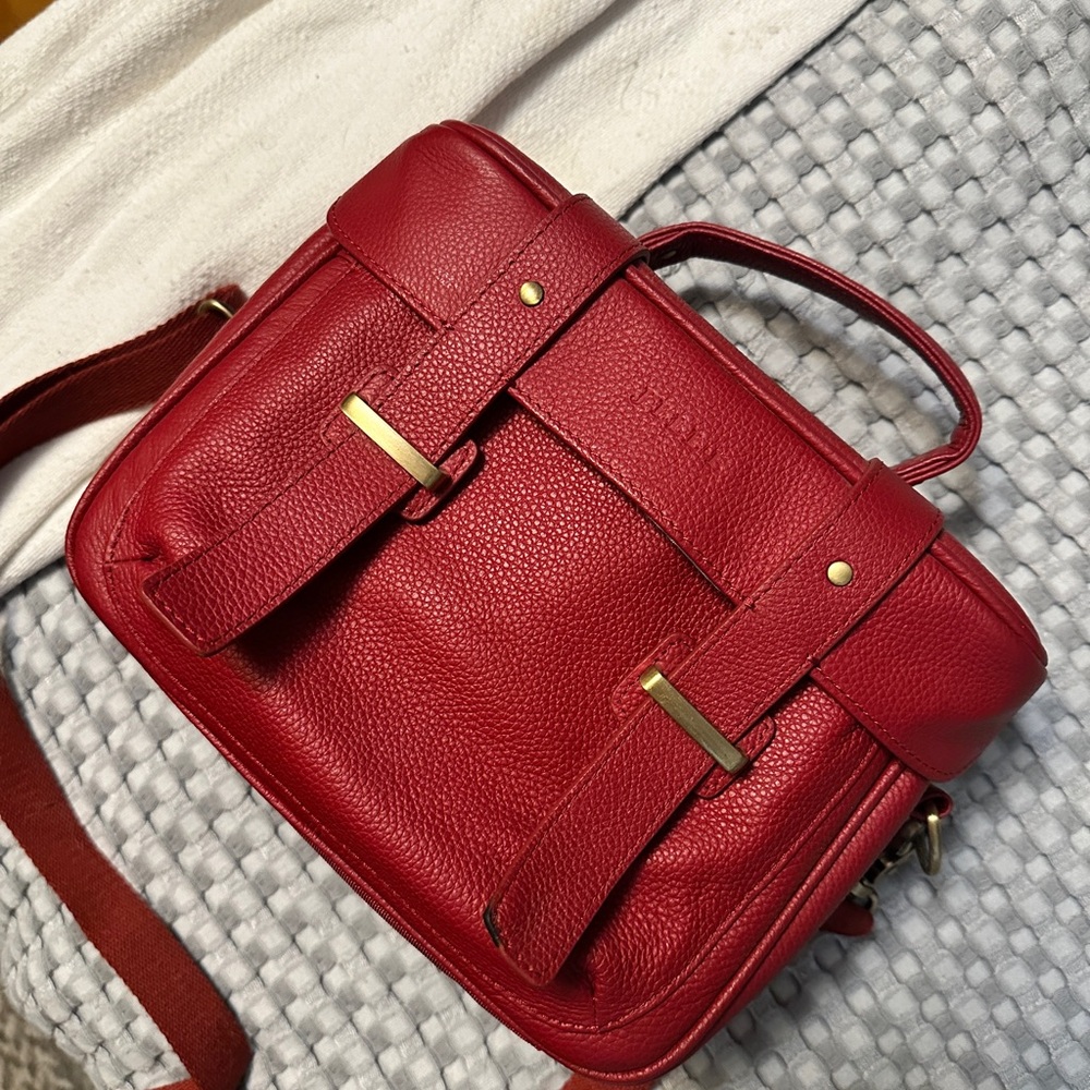Stylish Red Leather Camera Bag